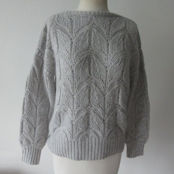 Garnet Hill Sweaters - GARNET HILL light gray 98% recycled cashmere thicker Glitter Knit Sweater - Sz L